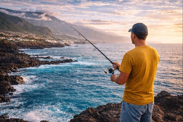 Ein Angler am Meer - Tourist