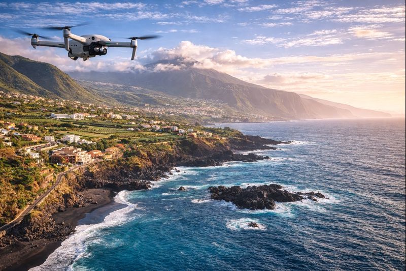 Drohe über einer Kanarischen Insel