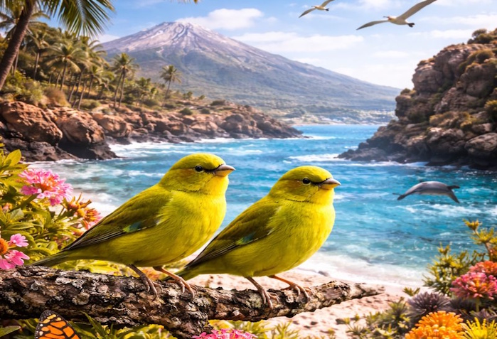 2 Kanarienvögel auf den Kanaren