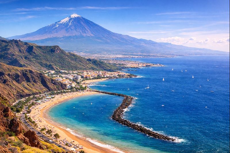 Teneriffa mit Strand und Berg Teide